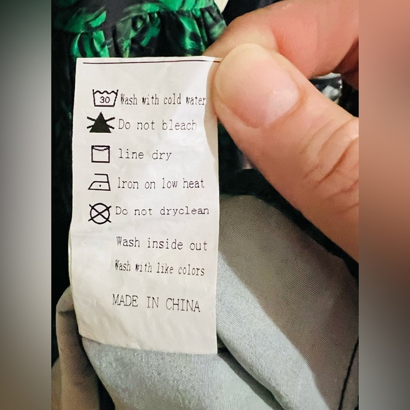 Green Leaves on a Black Background Ritera Dress - Picture 6 of 6